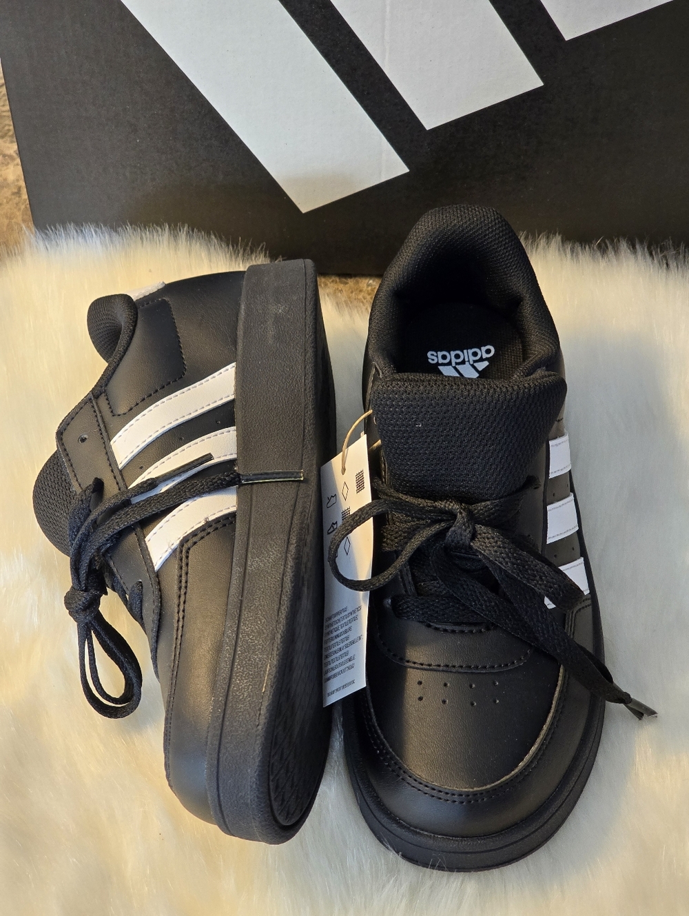 Adidas Kids' Breaknet Lifestyle Court Lace Black Sneakers Shoes Size 1.5 NWT Uni - Picture 7 of 10